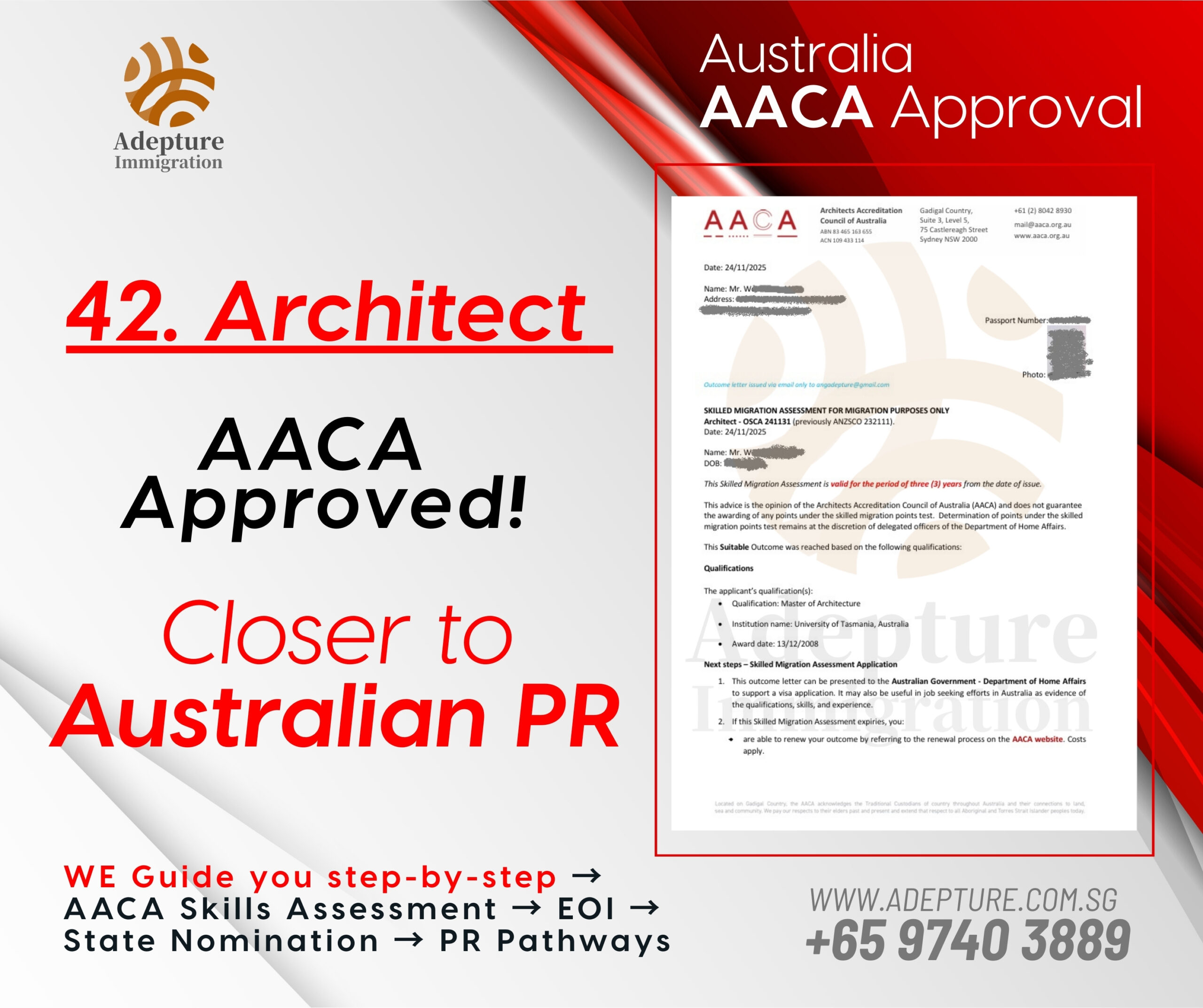 Congratulations! The 42-year-old architect has successfully obtained ...